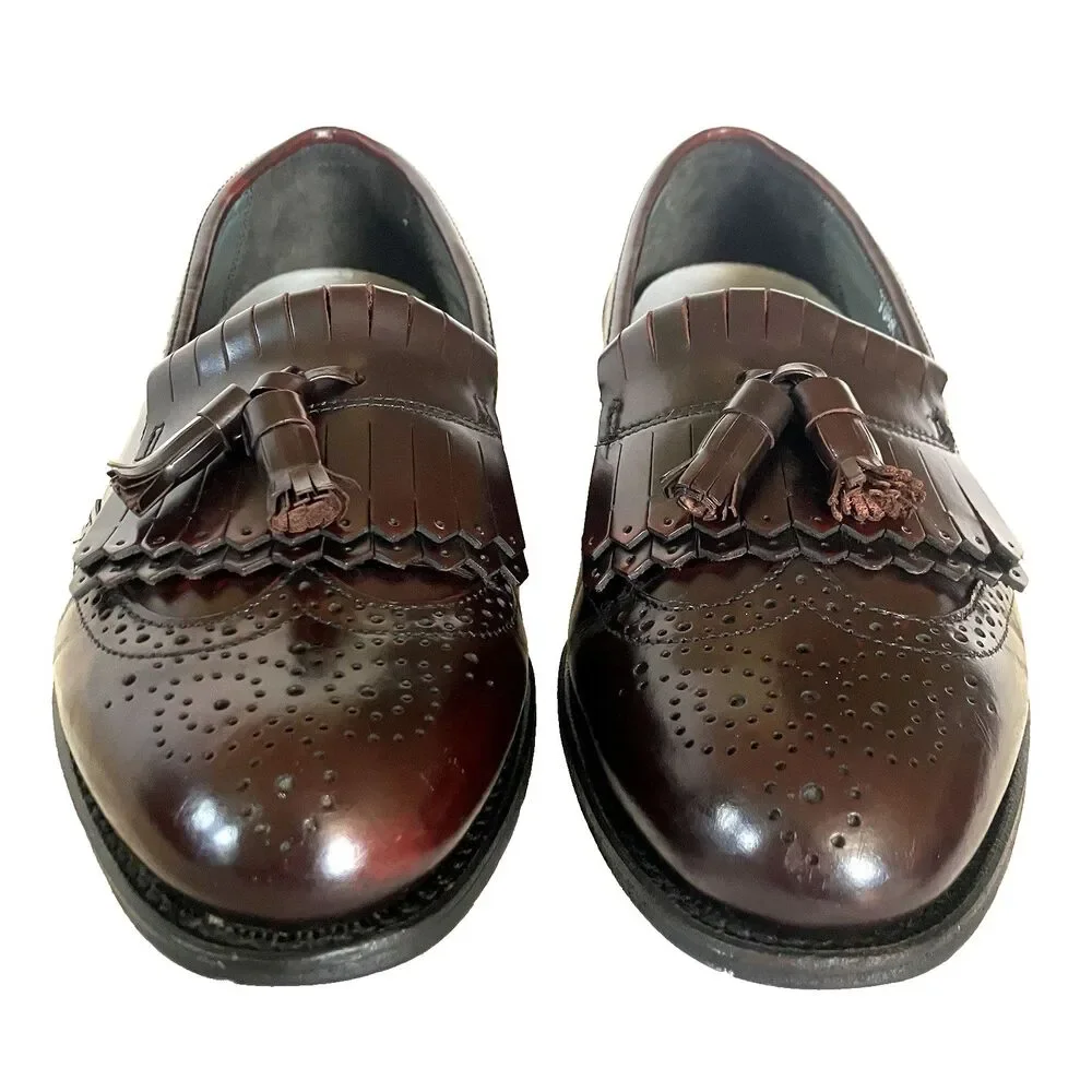 Dexter Shoes Vtg Kiltie Tassel Loafer Wingtip Burgundy Benchmade 10.5 USA Preppy